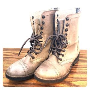 Neutral Beige Steve Madden Combat Boots